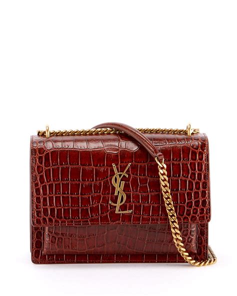 sunset medium ysl monogram faux-croc shoulder bag